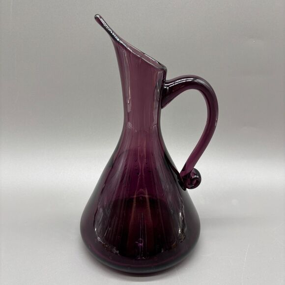 Rainbow Glass Company Amethyst Bullicante Pitcher Ewer Mid Century Modern 1960s - Picture 1 of 8